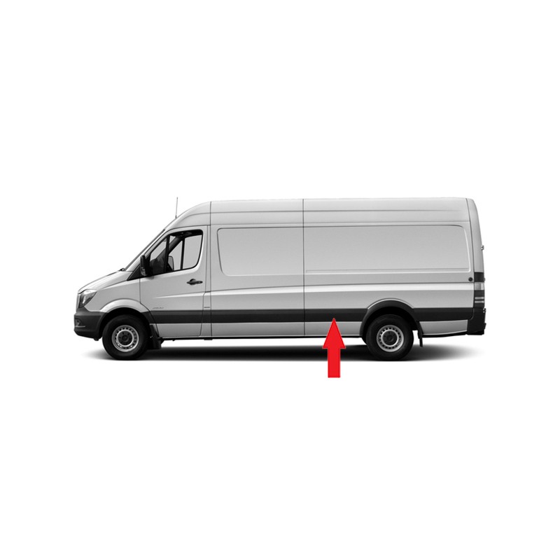 MERCEDES SPRINTER/CRAFTER 06-* FRISO PAINEL LATERAL TRÁS ESQUERDO COM FURO PISCA (CH/LONGO)