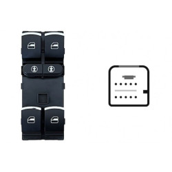 VW SHARAN/TOURAN 2010.05-*COMANDO PORTA FRT ESQ PRETO/CROMADO(4 BOT)10PIN