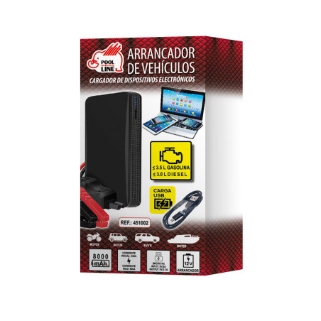 BOOSTER BATERIA C/ POWER BANK 12V 8000mAh (max.350A)