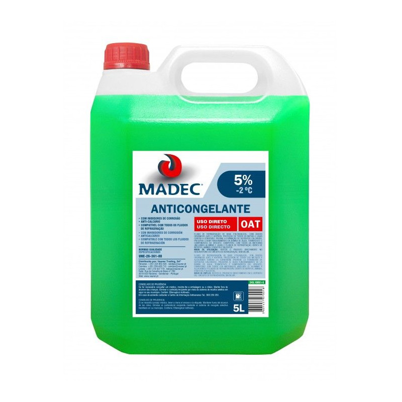 MADEC ANTICONGELANTE OAT 5% -2Cº 5L (VERDE)