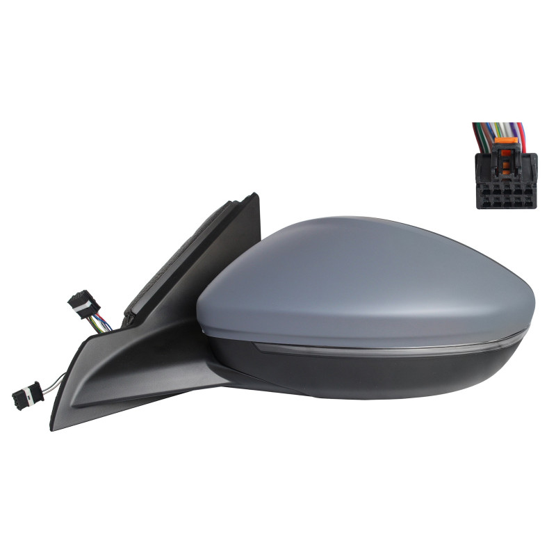 PEUGEOT 208/CORSA 2019.11-* ESPELHO ESQUERDO TÉRMICO CONVEXO PARA PINTAR COM PISCA LED 6 PINOS