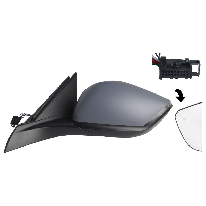 PEUGEOT 308/ASTRA 2021.07-* ESPELHO ESQUERDO REBATÍVEL COM PISCA CONVEXO ÂNGULO MORTO 10 PINOS