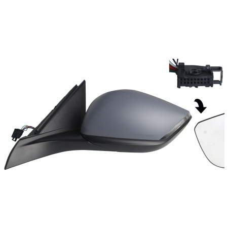 PEUGEOT 308/ASTRA 2021.07-* ESPELHO ESQUERDO REBATÍVEL COM PISCA CONVEXO ÂNGULO MORTO 10 PINOS