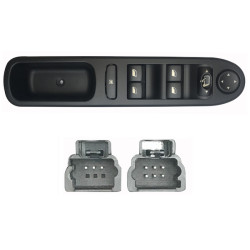 PEUGEOT 307 01-* COMANDO COMPLETO PORTA FRENTE ESQUERDO COM CONFORT + ESPELHO (4 BOTÕES) 9 PINOS
