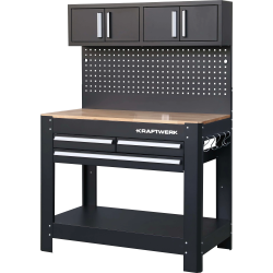 BANCADA DE TRABALHO COM 3 GAVETAS 2 ARMÁRIOS DE PAREDE