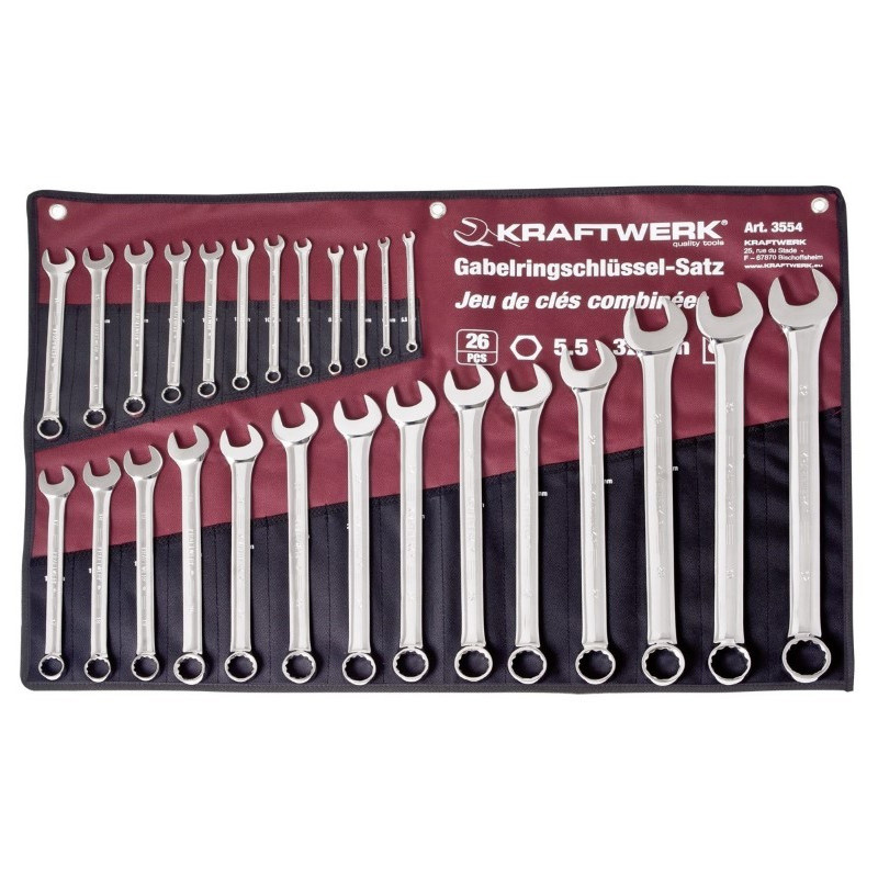 JOGO CHAVES BOCA-LUNETA 5,5-32 MM, COM BOLSA, 26 PEÇAS