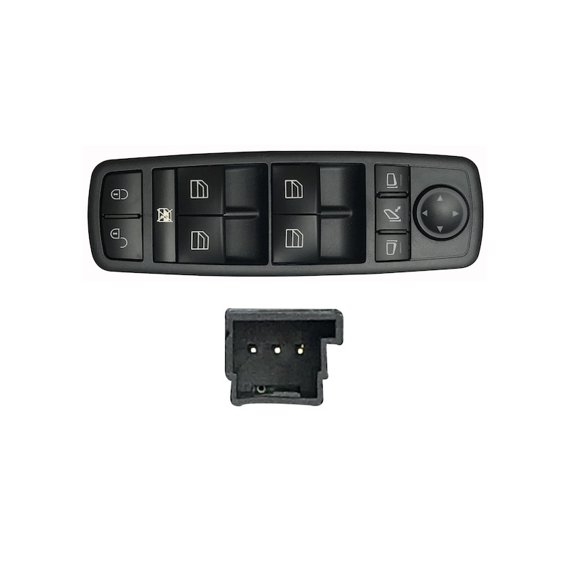 MERCEDES B W245 05-* COMANDO PORTA FRENTE ESQUERDO + ESPELHO REBATÍVEL (PRETO) (4 BOTÕES) 3 PINOS