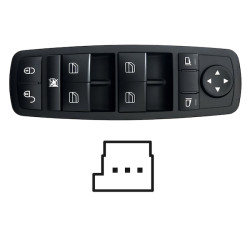 MERCEDES B W245 05-* COMANDO PORTA FRENTE ESQUERDO + ESPELHO NÃO REBATÍVEL (PRETO) (4 BOTÕES) 3 PINOS